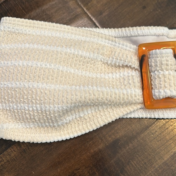 Hot!! NWOT Strapless Bikini Set Size S khaki & White - Picture 5 of 5